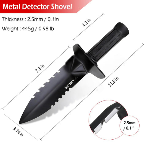 Heavy Duty Serrated Edge Metal Detecting Shovel With Belt Loop Sheath, 11.6 inch Beast Digger with ergonomic handle detail