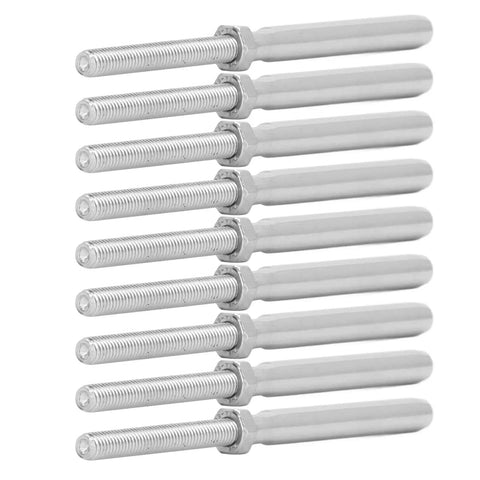 Ten Pack Stainless Steel Thread Swage Lag Screws For Cable Railing Hardware M10 Five Millimeter Beefy Heavy Duty Kit  " 140/140 " "127"