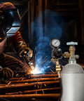 HVAC Nitrogen Purge Tool And Regulator Kit for Air Conditioning Maintenance in use with welding in industrial setting