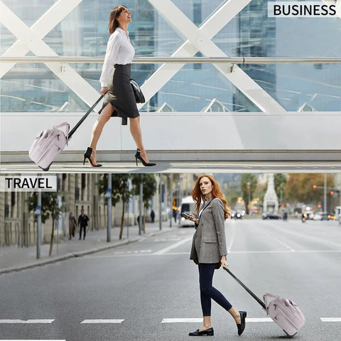 Women using Rolling Laptop Bag For Women With Wheels 15.6 Inch Rolling Briefcase Water Repellent Overnight Computer Bag With RFID Pockets