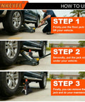 Heavy Duty 6 Ton Jack Stands With Crossbars For Cars And Trucks featuring double pin locking mechanism, shown in use under a vehicle.