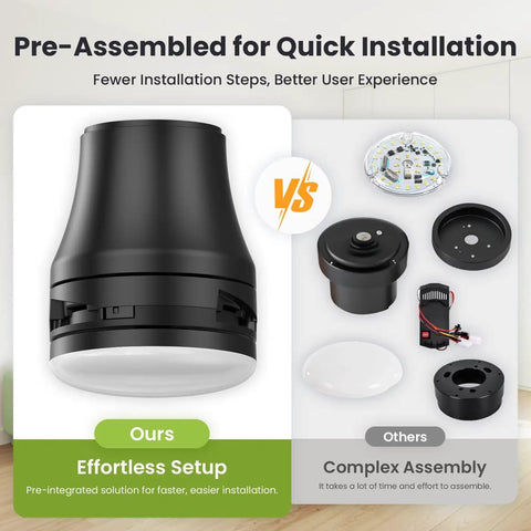 Pre-assembled quick install 42 Inch Modern Ceiling Fan With Lights And Remote, Low Profile Flush Mount, included components