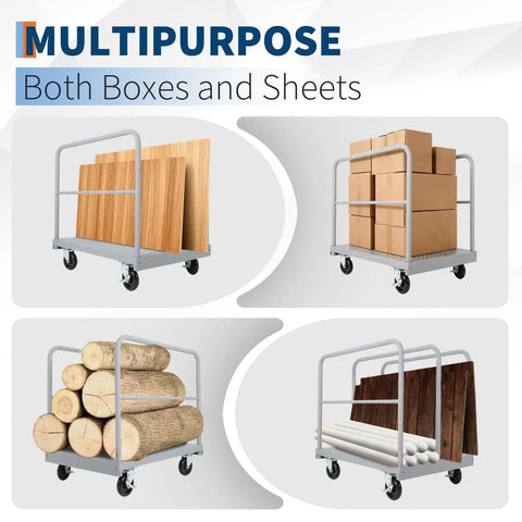 Heavy Duty Steel Panel Cart 36x24 Inch Platform Truck 2 In 1 Industrial Grade With 2200 Lbs Capacity Drywall Dolly Removable Side Rails And Swivel Wheels For Plywood Lumber transporting various materials