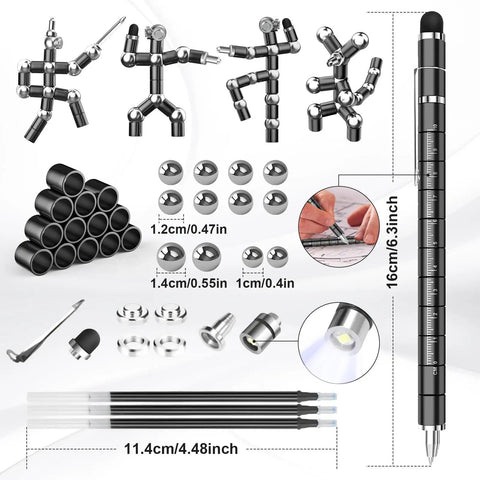 Dope Multifunction Fidget Pen Gift For Men And Women Graduation Gift For Him Or Her LED Light Ruler Touchscreen Pen DIY Toy Gadget