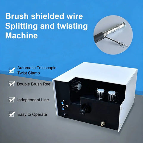 Heavy Duty Pneumatic Wire Stripper Machine With Automatic Clamping For 5-60mm Cables, brush shielded wire splitting and twisting machine.