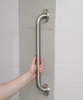 36 Inch Stainless Steel Bathroom Safety Grab Bar 1.25 Inch Diameter Supports Up To 500 Lb ADA Compliant Brushed Finish Rust Resistant Rail For Easy Help And Secure Mounting in use