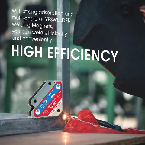 Top Shelf 4 Piece Welding Magnet Set With 25 Lb Holding Power for clamping metal at multiple angles in welding.
