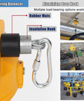 Heavy Duty Adjustable Tool Balancer And Retractor For Moving Tools And Fixtures Telescopic Spring Balancer With 25 30 45 60 80 100 150 180 Lbs Load Range Aluminum Hook Torsion Adjust Ideal For Shops Garages And On The Job Pro Grade Gear with aluminum drop hook shown in workshop