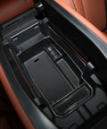 Mazda CX50 Interior Upgrade Kit 4 Pack Center Console Organizer Tray shown installed in 2023 CX50 Hybrid, black with non-slip mats