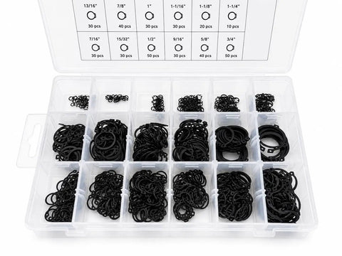 External Snap Ring Kit 600-Piece Pro Grade Steel With Phosphate Finish various sizes in organized plastic case