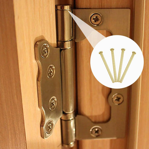 Installed stainless steel hinge with four replacement pins, Four Pack Three Point Five Inch Interior Door Hinge Pins Stainless Steel Self Closing Security Pins for Replacing Internal Safety Hinges On Home And Office Doors Rust Resistant And Super Durable.