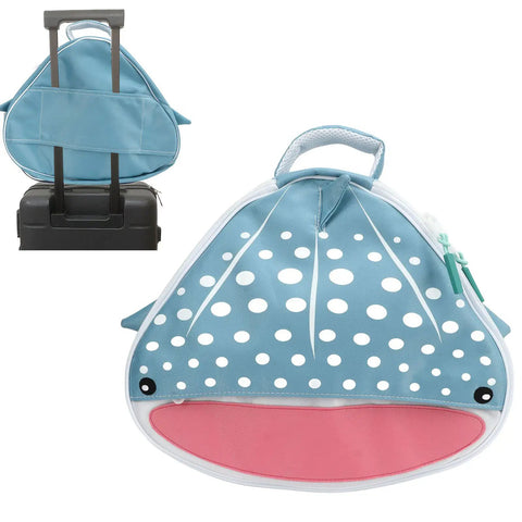 Regulator Bag for Dive Gear with Beefy Capacity, Protective Foam Padding, Two Way Zipper, Blue Whale Shark Design on suitcase