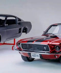 Sick Candy Colorshift Basecoat Paint Gallon Ready To Spray With Slow Reducer Deep Apple Red Wine Bronze Maroon Chameleon Finish for custom car or moto build shows a black car body next to a shiny red finished car.