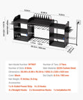 Power Tool Organizer With Charging Station And Eight Outlet Power Strip, three-tier tool rack with eight drill slots, dimensions labeled