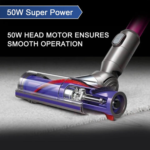 50W Quick Release Vacuum Attachment Motorhead for Cordless Cleaners on carpet, highlighting smooth operation.