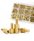 M3 Brass Hex Standoff Spacer Kit 300 Pieces Gold Tone With Male And Female Threads Pillar Mounts For Motherboard And Electronics Projects Perfect For DIY PC Builds, brass spacers in organizer
