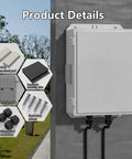 Heavy Duty ABS Electrical Enclosure Box 18.3 X 12.7 X 6.5 Inch with insect pads and waterproof connectors on wall.