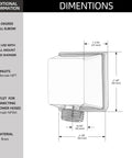 Diagram showing 90 Degree Brushed Nickel Square Shower Wall Elbow with dimensions, half inch NPT inlet, NPSM outlet, hose ready.