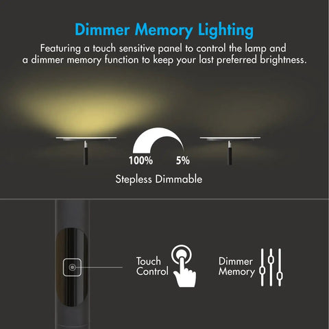 Dimmer memory lighting feature of Super Bright 3000 Lumen LED Torchiere Floor Lamp With Remote 30W Touch Dimmer