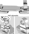 Marine Grade 316 Stainless Steel Door Hasps 2 Pack, 3 inch swivel safety hasps with turning padlock eye mount, close-up view.