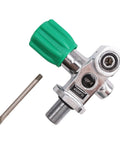 Copper 4500 Psi Scuba Tank Valve DIN Yoke M18x1.5, green handle, corrosion resistant, high flow, open water and reef snorkeling gear
