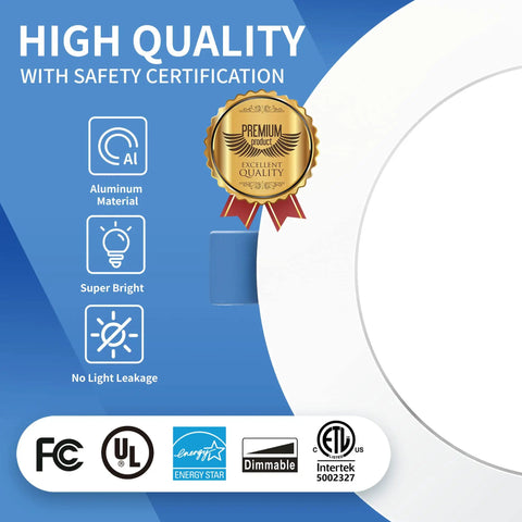 Six Pack Ultra Thin 4 Inch LED Recessed Lights 5000K Cool White 9W 750 Lumens ETL Energy Star Certified safety features