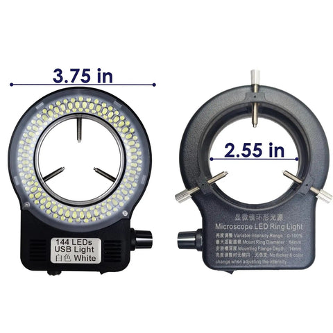 Ultra Bright Ring Light Illuminator For Microscope With 144 LED Beads Adjustable Illumination For Monocular Binocular Trinocular And Stereo Microscopes Low Heat Flicker Free Energy Saving Pro Grade Lab Imaging Lamp For Quick And Precise Work, 3.75 in