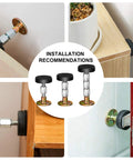 Straight Up Dependable Adjustable Headboard Stoppers For Wall 4 Piece Set Self Adhesive Bed Frame Brackets To Kill Squeaks installed on various furniture surfaces.