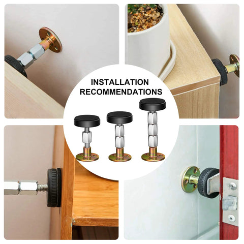 Straight Up Dependable Adjustable Headboard Stoppers For Wall 4 Piece Set Self Adhesive Bed Frame Brackets To Kill Squeaks installed on various furniture surfaces.