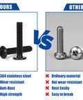 Comparison of 50 Pack 1/4-20 Hex Socket Cap Screws Flat Head Allen Bolts Black Oxide Stainless Steel 304 versus ordinary screws.