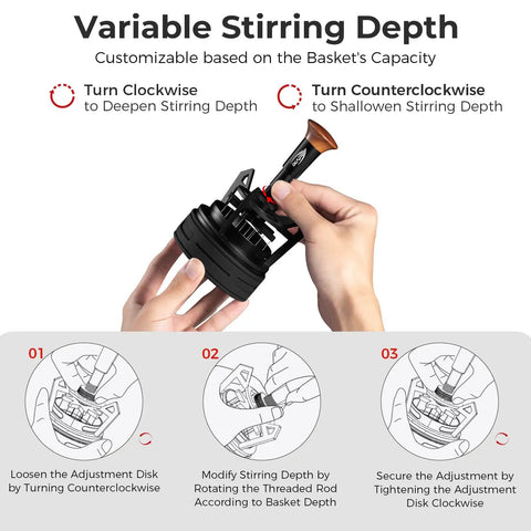 Variable stirring depth feature for the Level Up Your Daily Grind With This Legit Espresso Wdt Tool, showcasing adjustment mechanism.