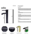 Oil rubbed bronze faucet for Dope Look Vessel Sink For Your Bathroom, dimensions 12x3.1 inches, solid brass and steel.