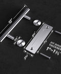 12 Inch Stainless Steel Sliding Barn Door Handles And Pulls Set With Flush Mount Hardware, installed view with measurements.