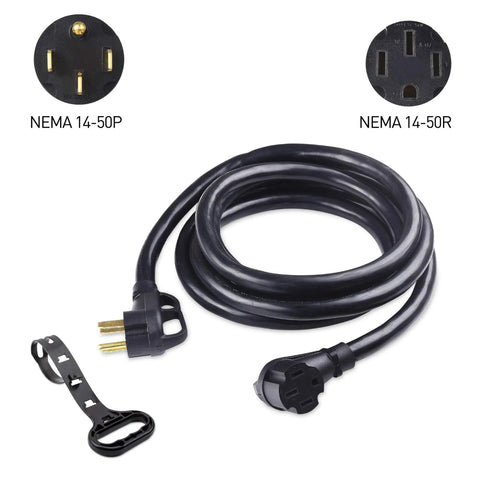 50 Amp RV Extension Cord 15 Ft With Easy Grip Handles 6 To 8 AWG NEMA 14 50 connectors and grip handle
