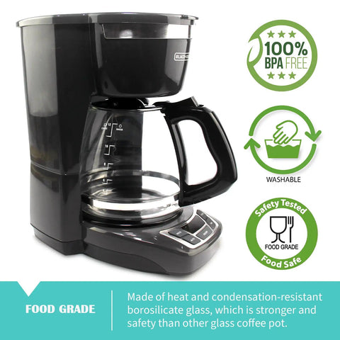 14 Cup Replacement Carafe Compatible With Black And Decker Coffee Maker CM1160B CM1160W, shown in a coffee machine setup