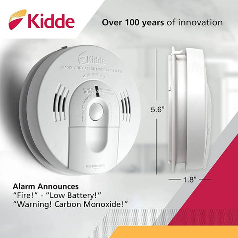All-In-One Smoke And Carbon Monoxide Detector With Voice Alerts, Battery Backup, Hardwired 120V Interconnectable System, LED Indicator Lights, Easy Mounting, 4-Pack, Kidde 5.6-inch unit