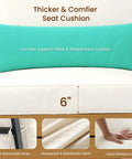 Close-up of Three Piece Outdoor Bistro Set white 6-inch cushion highlighting lumbar support pillow, fabric details, and comfort.