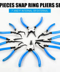 Shop Ready Pro Grade 8 Piece Precision Snap Ring Pliers Set With 7 Inch And 9 Inch Internal And External Circlip Pliers Plus 3 Angle Tips 0 Degree 45 Degree 90 Degree Heavy Duty CR V Steel For Auto And Industrial Repairs