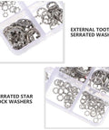 Built To Last Heavy Duty Serrated Internal And External Tooth Lock Washer Assortment Kit 400 Pcs Metric M2 in a plastic case