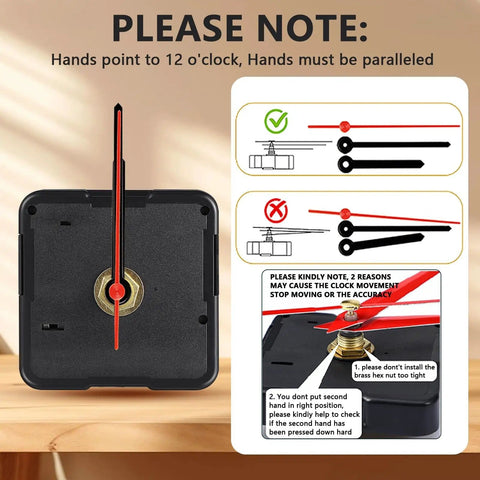 Quartz Clock Movement Replacement Kit DIY Clock Mechanism Repair Part Silent Battery Operated Motor installation guide