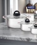 Three pots with glass lids featuring Universal Slow Cooker Lid Knob Replacement With Screw Kit Heat Resistant Glass Lid Handle