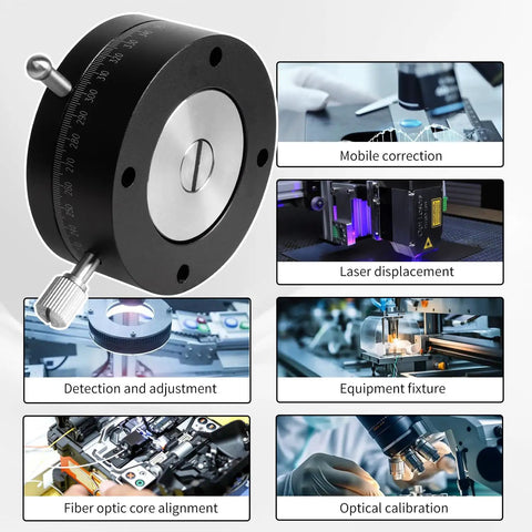 REG60 R Axis Rotary Sliding Table 360 Degree Manual Rotation Stage For Precision Positioning, image with equipment uses.