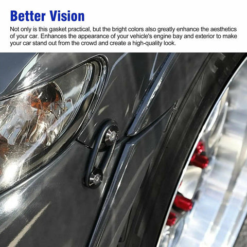 Close-up of Universal Aluminum Quick Release Bumper Fastener Kit on a car, showing CNC machined clips, black color, easy install.
