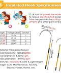 Diagram showing specifications for Insulated Rescue Pole for Electric Work, Non Conductive High Voltage Safety Hook with size details.