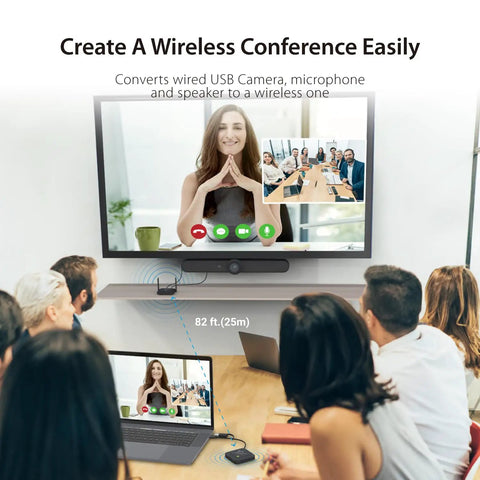 Wireless USB Camera Extender for Streaming and Conferencing Turns Wired Webcam Into Wireless, Extends Range Up To 82 Feet