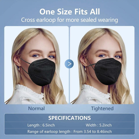Woman wearing KN95 Face Mask 5 Ply Breathable Safety Mask Grey Comfortable Disposable Face Covering With Five Layer Filtration