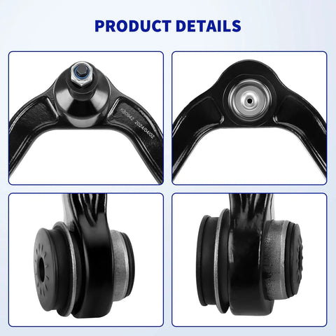 13 Piece AWD Front Suspension Kit for 1999 2006 Chevy Silverado GMC Sierra 1500 Includes Front Upper And Lower Control Arms With Ball Joints Sway Bar Links Outer And Inner Tie Rods Pitman Arm Idler Arm And Pivot close-up black steel control arm