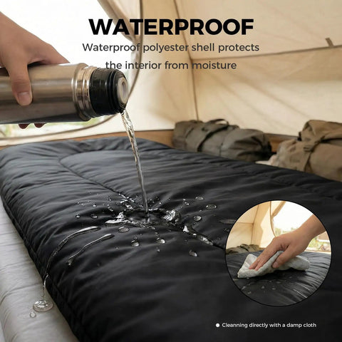 Waterproof Two Person Sleeping Bag Set With Pillow For Camping And Travel, Lightweight Queen Size, Three Seasons Warmth