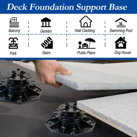 Placing tiles on Beefy and Heavy Duty Adjustable Paver and Tile Pedestal Set, 26 Pack, Raise From 1 3/16 to 2 3/8 Inches