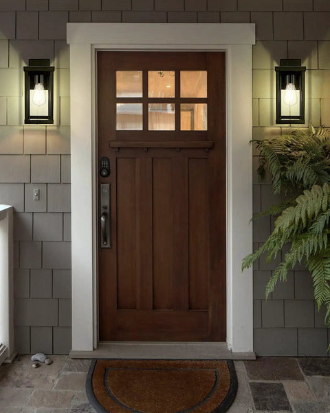 Outdoor Wall Sconce Lantern Built To Last Weatherproof Porch Light With Clear Glass Shade Rustproof Exterior Lighting E26 Socket